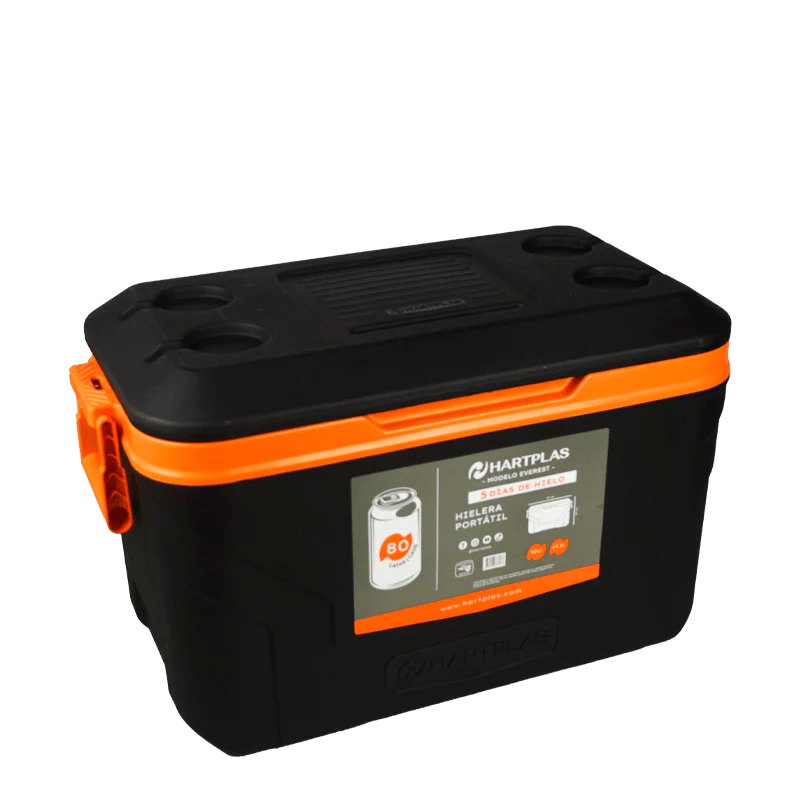 Hielera Everest Negro - Naranja 80 latas